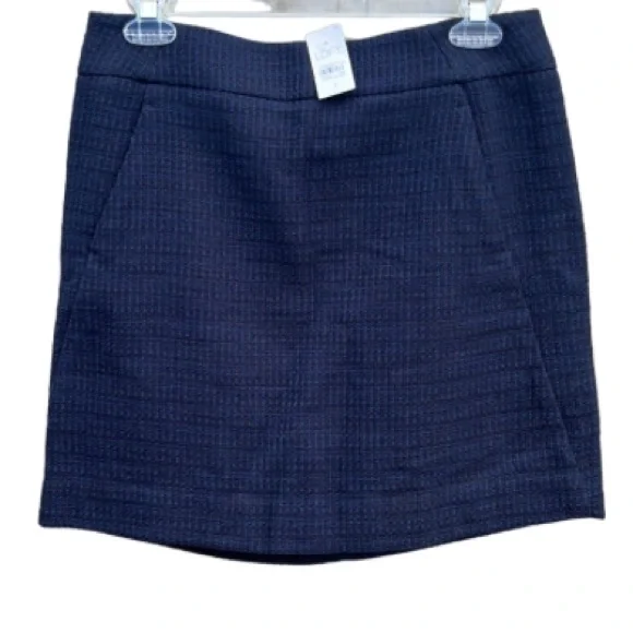 NWT LOFT Navy Blue Woven Sweater Skirt Size 4 Pockets Tweed Career Office - Picture 4 of 16